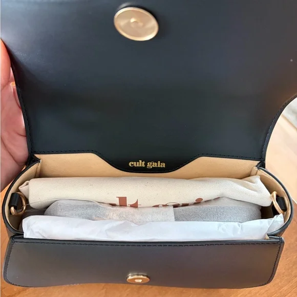 cult gaia Black Sculptural Clutch with Gold Tone Sphere Accents! New! - Picture 3 of 6